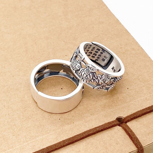 Anillo de plata de ley con peonía de moda
