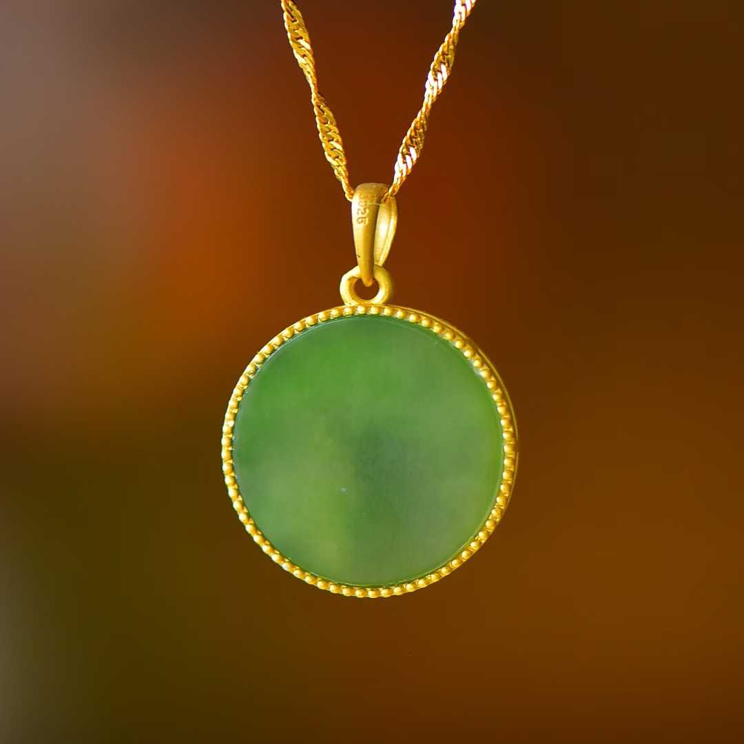 925 Silver-Inlaid Green Jadeite Baby Buddha Pendant