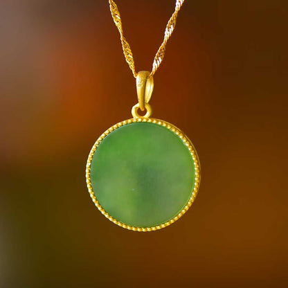 925 Silver-Inlaid Green Jadeite Baby Buddha Pendant