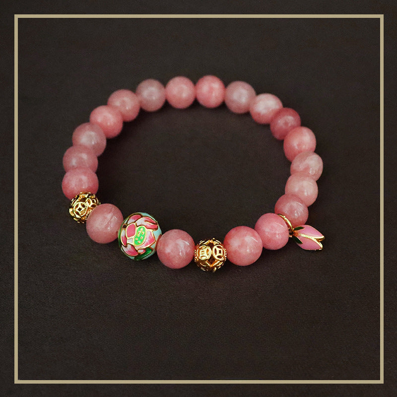 Nueva pulsera de cuentas de flores coloridas de estilo chino para mujer.