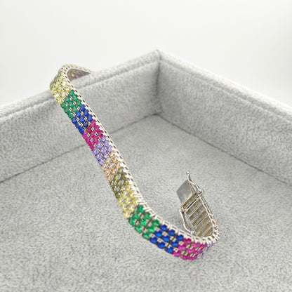 Pulsera Lucky Rainbow con varias hileras de circonitas brillantes✨幸运彩虹闪耀锆石多排手链✨