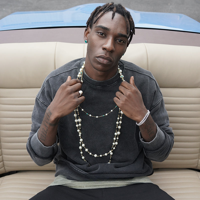 String pearl hip hop necklace