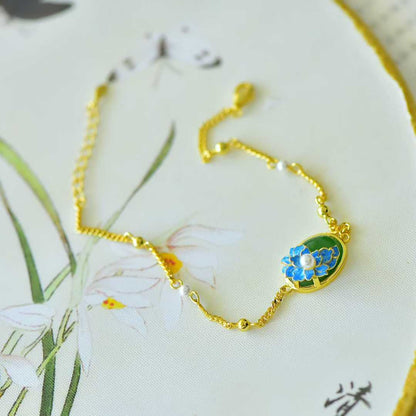 925 Silver Inlaid Hetian Nephrite "Plum Blossom & Joyful Mood" Bracelet