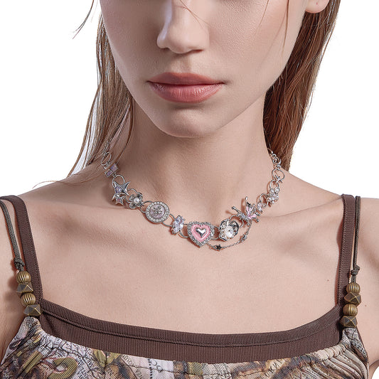 Collar de corazón rosa de amor 