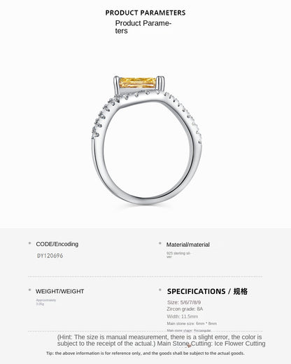 Anillo clásico de circonita con diamante de alto carbono y corte de flor de hielo brillante y noble