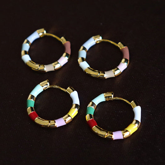 Pendientes de esmalte con goteo de aceite colorido y personalidad retro