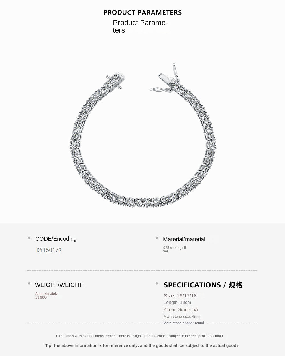 Pulsera de circonitas de hilera completa