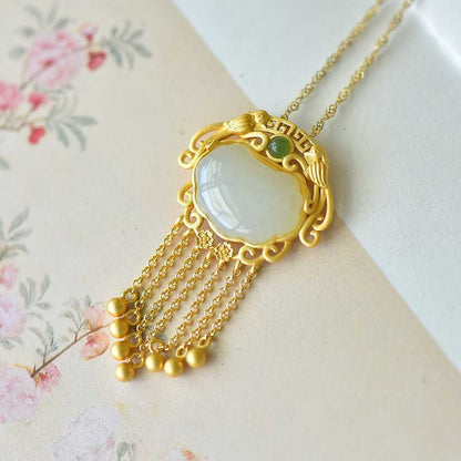 925 Silver-Inlaid Hetian Jade Baby Lock Pendant