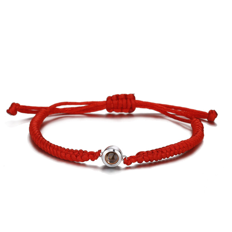 Photo projection colorful couple braided bracelet