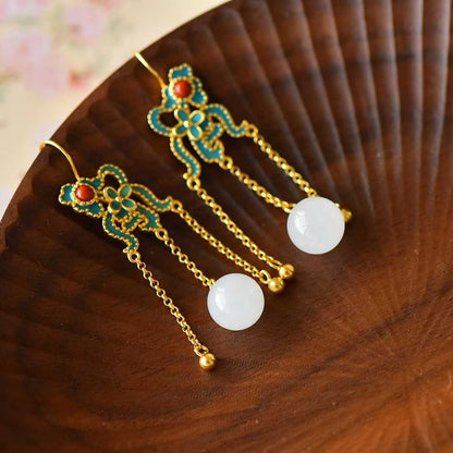 925 Silver Inlaid Half-Drilled Enamel Bead Earrings