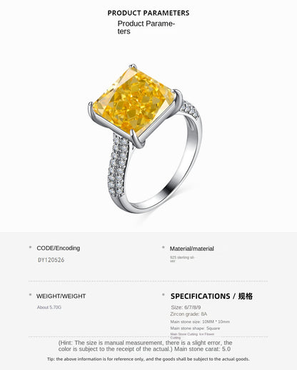 Anillo clásico de circonita con diamante de alto carbono y corte de flor de hielo brillante y noble