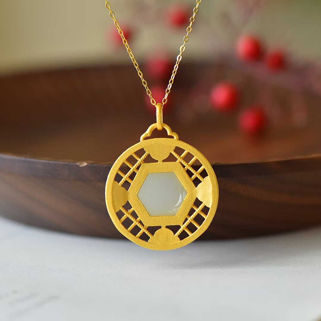 S925 Silver Inlaid Nephrite "Window with a Bright View" Pendant