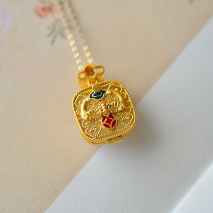 Ancient-Style Silver-Inlaid Hetian Jade Sachet Box