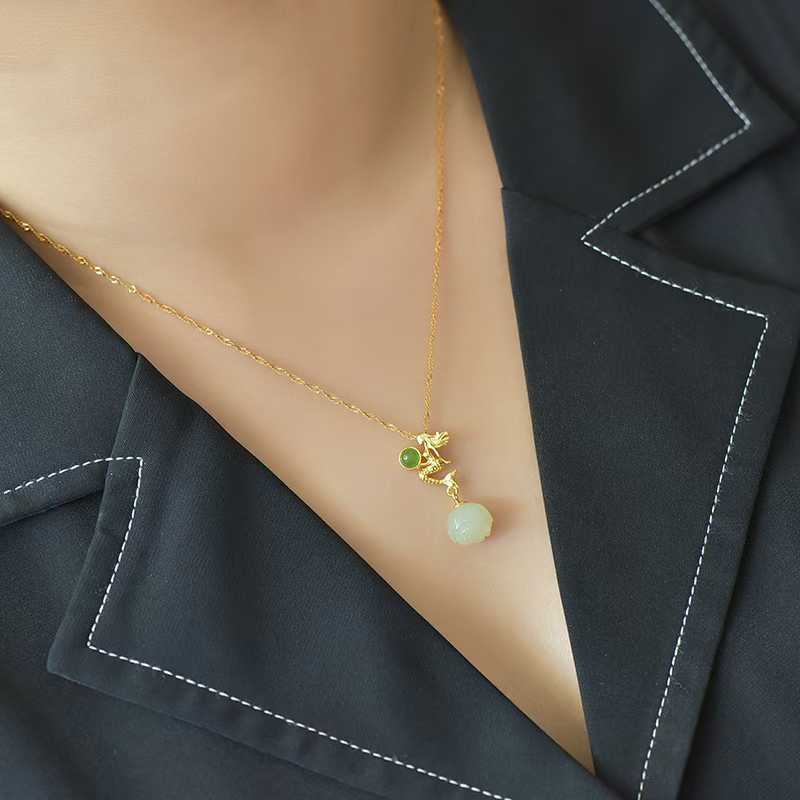 925 Silver Inlaid Hetian Nephrite "Mermaid" Pendant