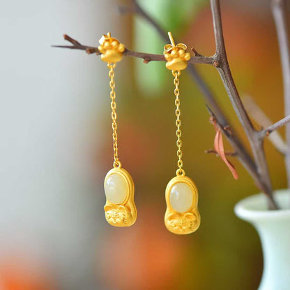 S925 Silver Inlaid Hetian Nephrite "Attract Wealth & Gather Blessings" Jewelry Set Product Description（English）