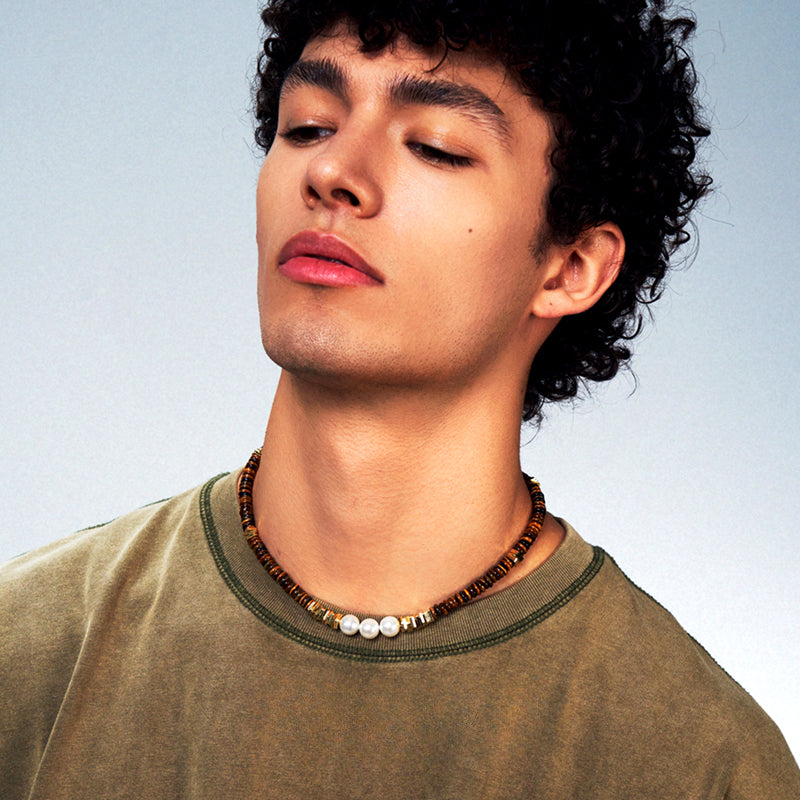 Agate pearl hip-hop necklace