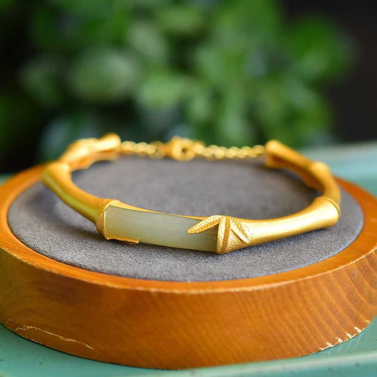 S925 Silver Inlaid Hetian Nephrite "Steady Progress" Bracelet