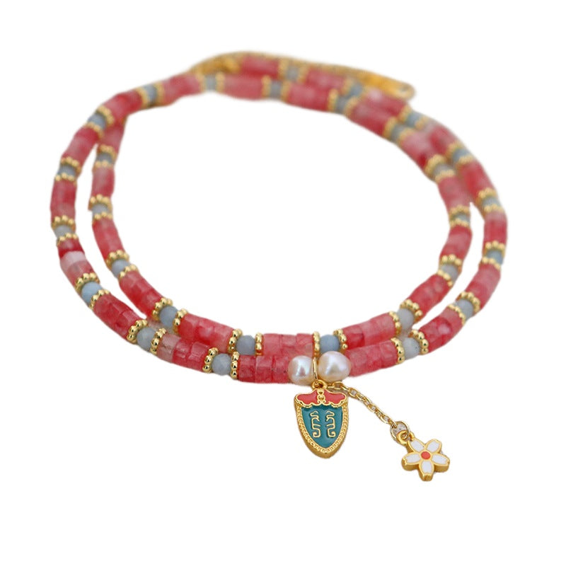 Nuevo collar de cuentas hecho a mano con flores coloridas de estilo chino 