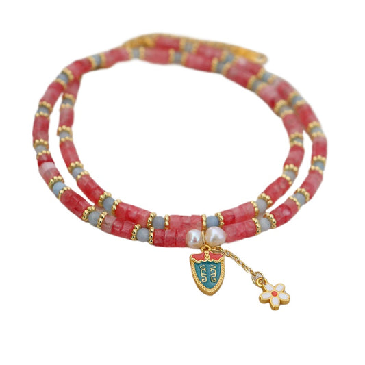 New Chinese style colorful flower handmade beaded necklace