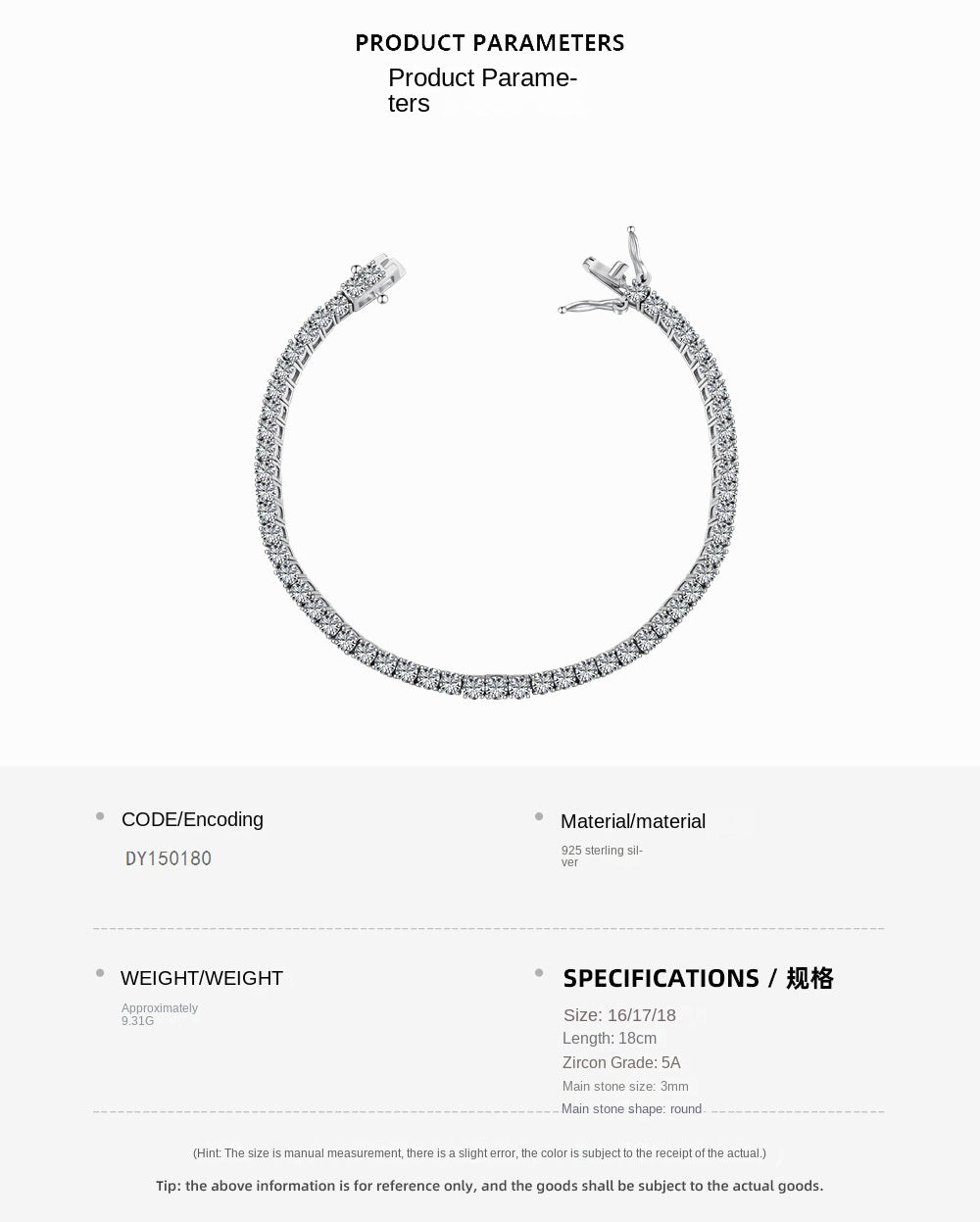 Pulsera de circonitas de hilera completa