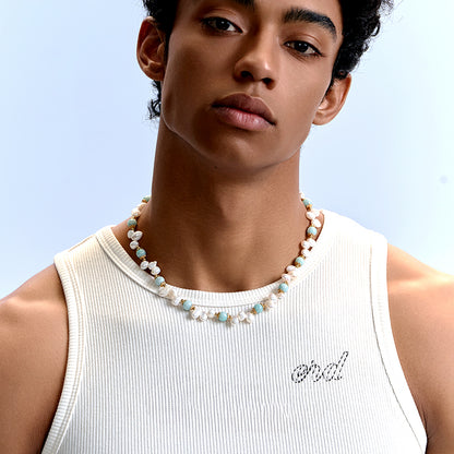 Collar hip-hop con perla de piedra natural 