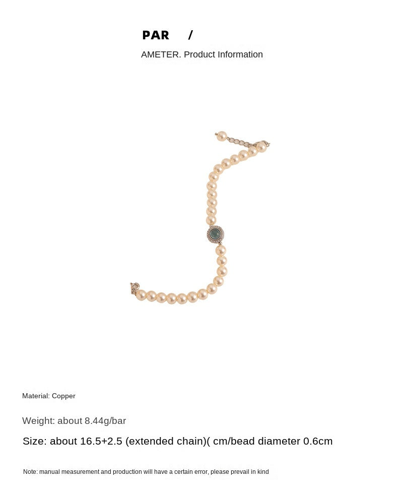 Pulsera retro de circonitas y perlas exquisitas de alta gama
