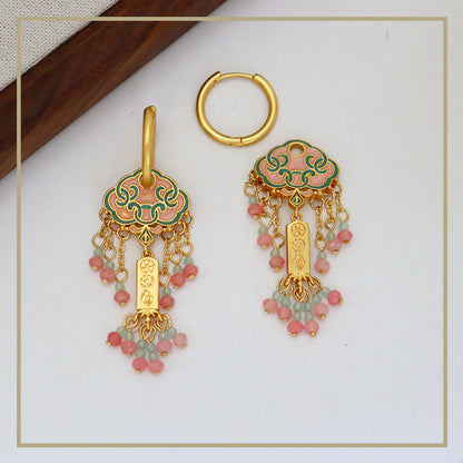 Chinese ancient retro colorful oil drop earrings