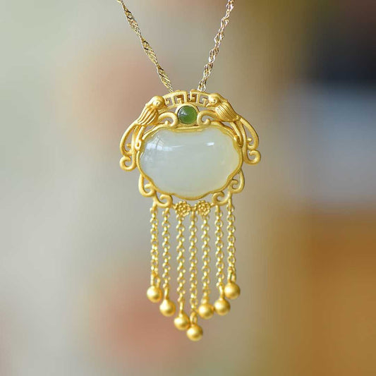 925 Silver-Inlaid Hetian Jade Baby Lock Pendant