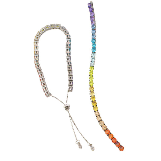Pulsera Lucky Rainbow con varias hileras de circonitas brillantes✨幸运彩虹闪耀锆石多排手链✨