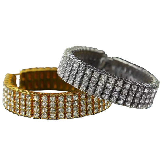 Pulsera de varias hileras de circonita cúbica, moderna, atrevida y brillante✨闪耀方晶锆石宽版手链✨