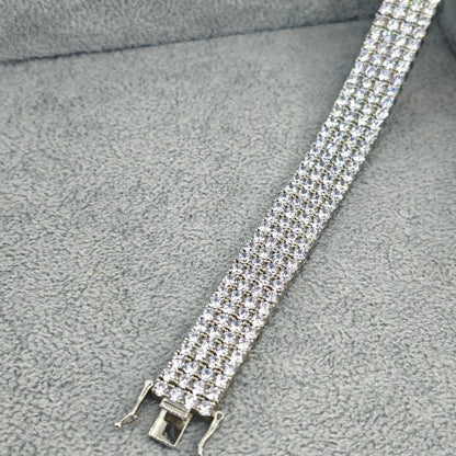 Pulsera de varias hileras de circonita cúbica, moderna, atrevida y brillante✨闪耀方晶锆石宽版手链✨