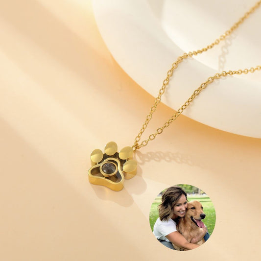 Dog Paw Photo Projection Necklace