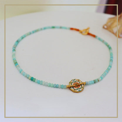 Collar de cuentas de flores coloridas de moda de estilo chino