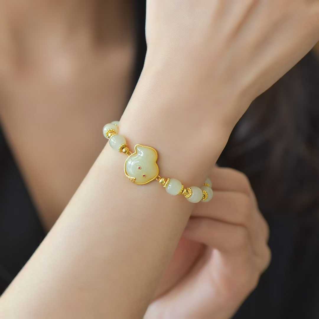925 Silver Inlaid Hetian Nephrite "Spiritual Snake & Fortune Activation" Bracelet