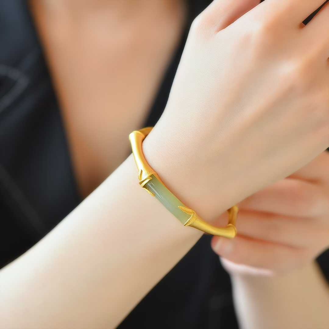 S925 Silver Inlaid Hetian Nephrite "Steady Progress" Bracelet