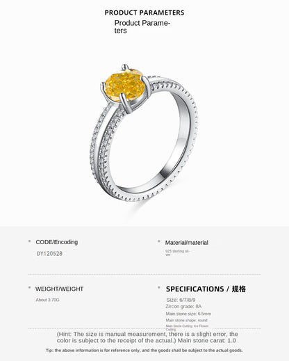 Anillo clásico de circonita con diamante de alto carbono y corte de flor de hielo brillante y noble