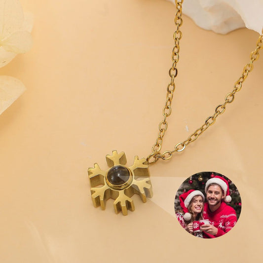 Projection Photo Snowflake Necklace