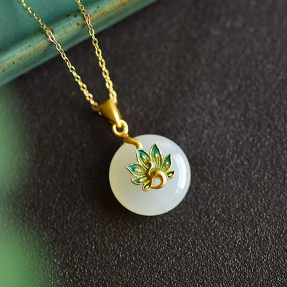 925 Silver Inlaid Hetian Enamel Peacock Spreading Its Tail Pendant