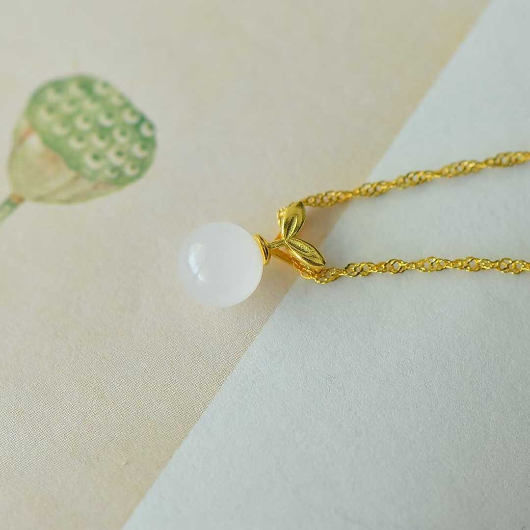 S925 Silver Inlaid Hetian Nephrite Mermaid Pendant