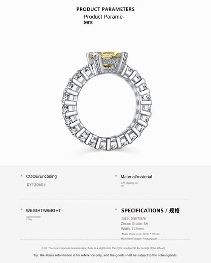Anillo clásico de circonita con diamante de alto carbono y corte de flor de hielo brillante y noble