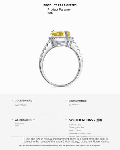 Anillo clásico de circonita con diamante de alto carbono y corte de flor de hielo brillante y noble