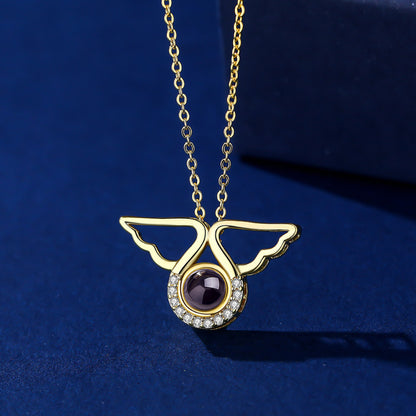 Collar de alas de ángel con proyección de fotos 