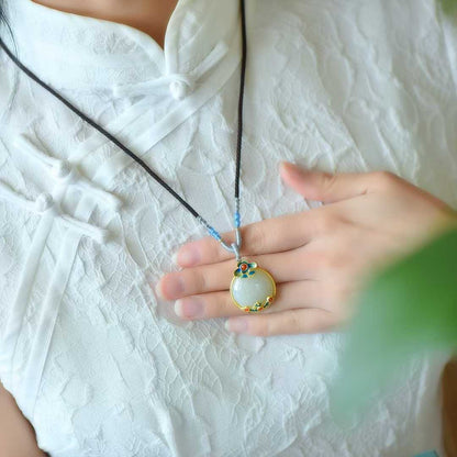 S925 Silver Inlaid Nephrite "Morning Flowers Collected at Dusk" Sweater Chain