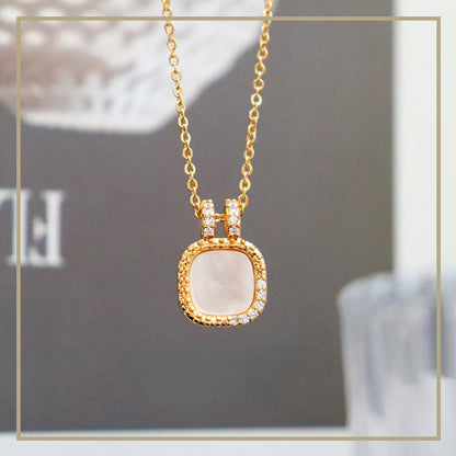 Niche fashionable exquisite square shell zircon women's necklace