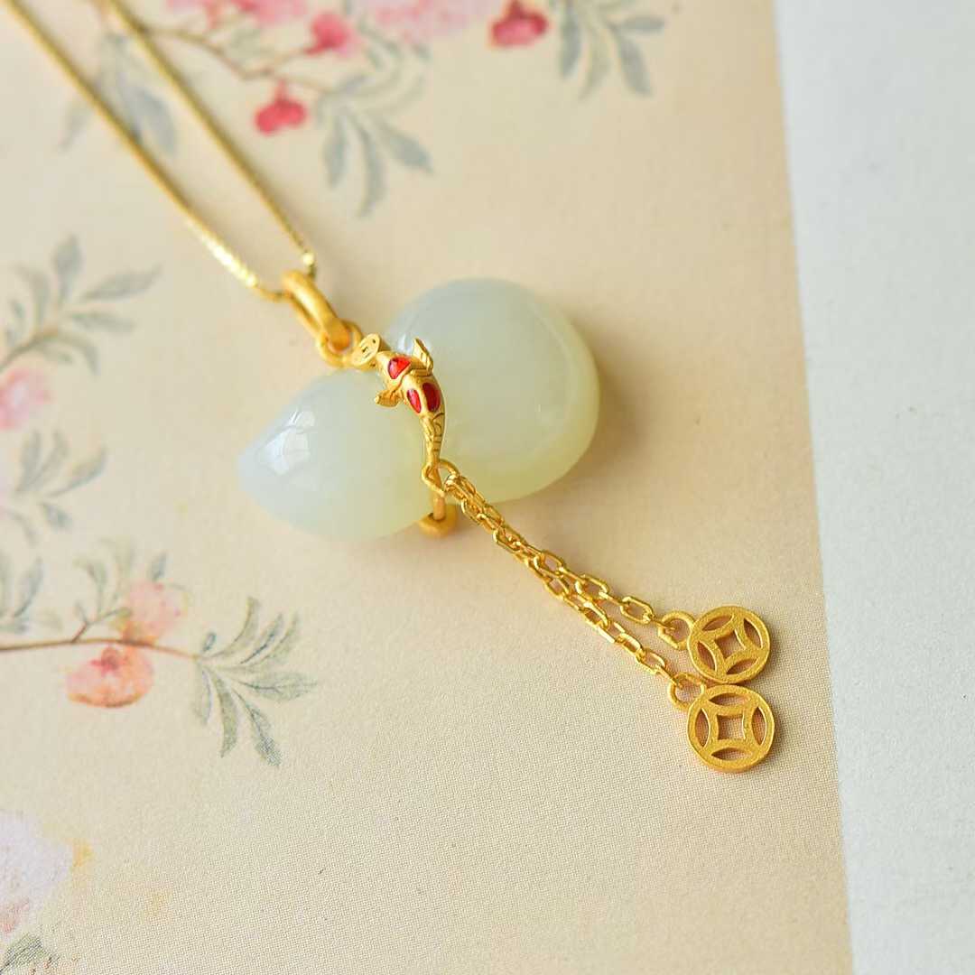 925 Silver-Inlaid Hetian Jade Pendant "Blessings, Prosperity & Abundance"