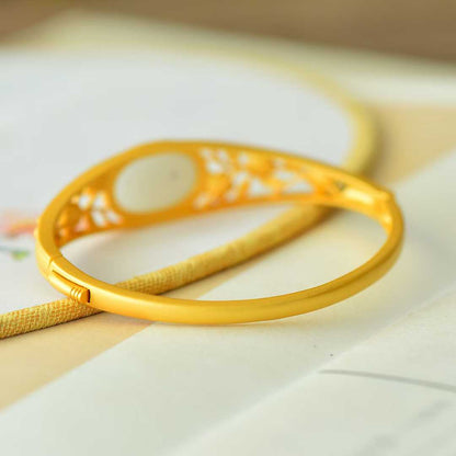 925 Silver Inlaid Hetian Nephrite "Smoky Jade" Bracelet