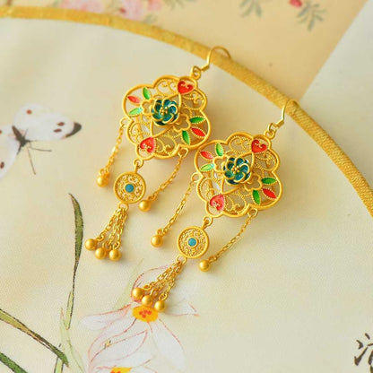 925 Silver Inlaid Hetian Nephrite "Flourishing Blossoms" Jewelry Set