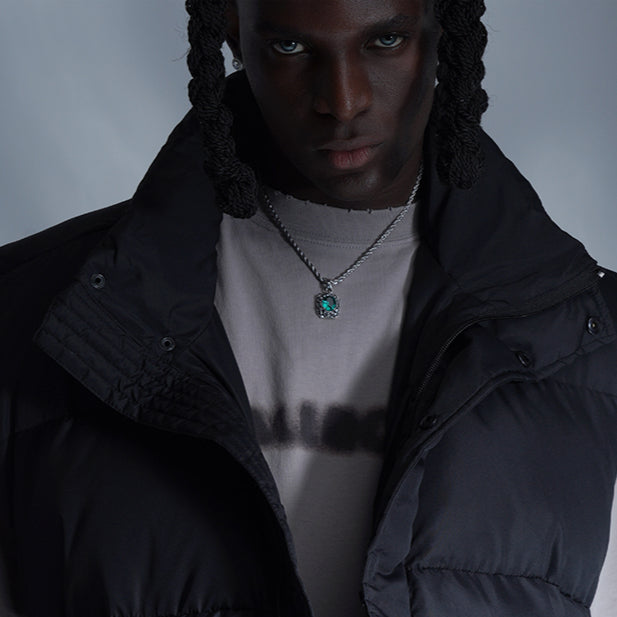 Collar de hip-hop con colgante de esmeralda 