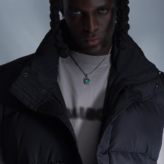Collar de hip-hop con colgante de esmeralda 