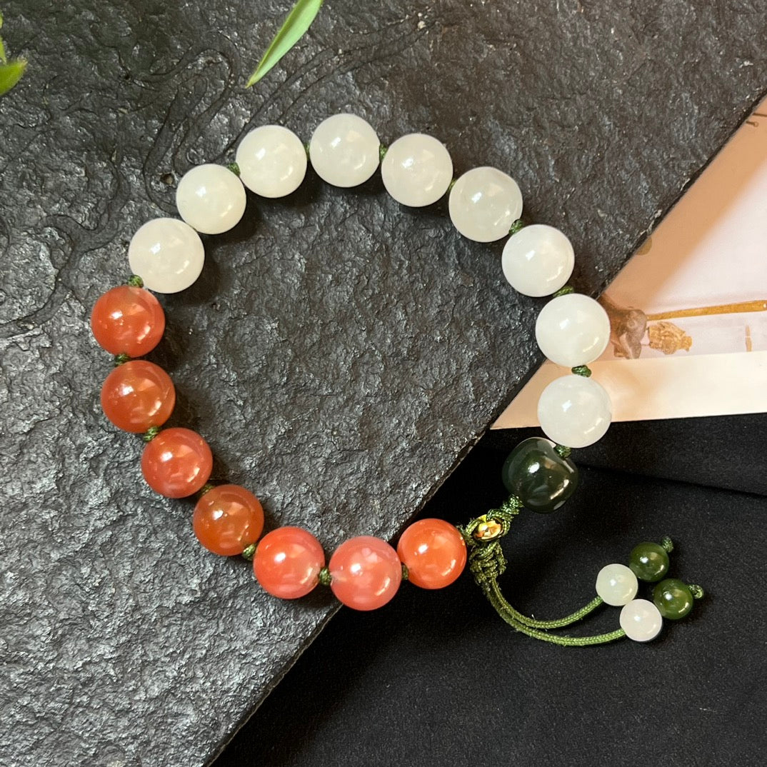Pulsera de cuerda trenzada Nanhong de jade hetiano